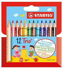 Stabilo Farveblyanter - Trio Thick - Korte - 12 stk. - Multifarv