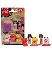 Iwako Viskeldere - Kokeshi & Lucky Cat - 7 Dele