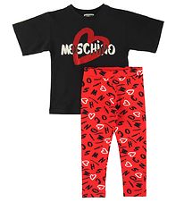 Moschino St - T-shirt/Leggings - Sort/Rd m. Print