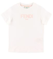Fendi T-shirt - Hvid m. Rosa Logoprint