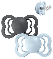 BIBS Couture Sutter - Str. 2 - 2-pak - Anatomisk - Iron/Baby Blu