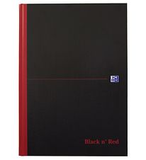 Oxford Notesbog - Hard Cover - Linieret - A4 - Sort/Rød