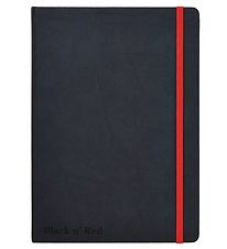 Oxford Notesbog - Hard Cover - Linieret - A5 - Sort/Rød