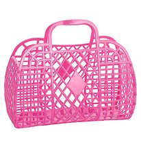 Sun Jellies Lille Foldekurv - Retro - 26x21x12 cm - Berry Pink