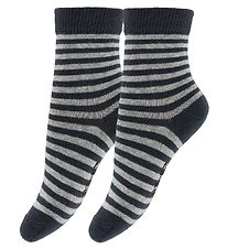 Fuzzies Strømper - 2-Pak - Grå/Lysegråstribet