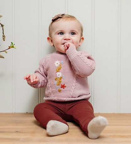 Hust and Claire Bluse - Strik - Panya - Dusty Rose m. Blomster