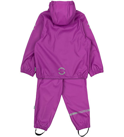 Mikk-Line Regntøj m. Seler - Recycled - PU - Purple Cactus Flowe