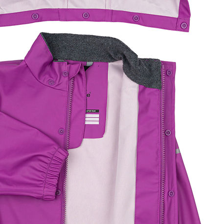 Mikk-Line Regntøj m. Seler - Recycled - PU - Purple Cactus Flowe