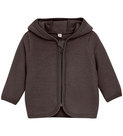 Huttelihut Cardigan - Uldfleece - Raisin m. Ører