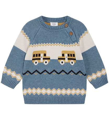 Hust and Claire Bluse - Strik - Palle - Ocean Melange m. Biler
