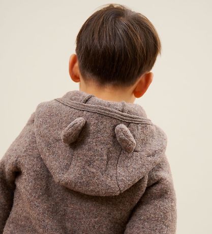 Huttelihut Køredragt - Uldfleece - Brown Melange m. Ører