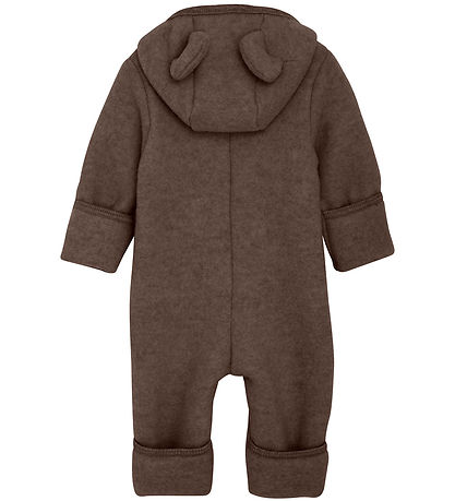 Huttelihut Køredragt - Uldfleece - Brown Melange m. Ører