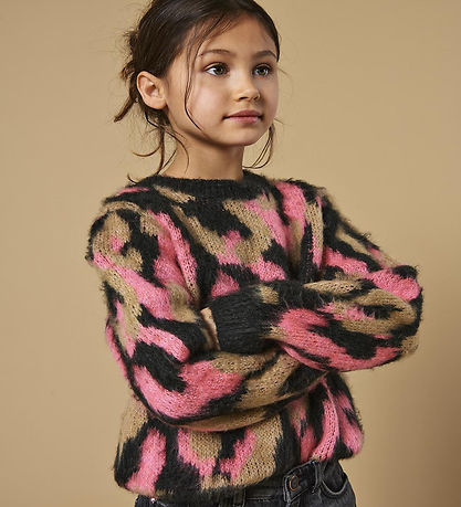 Kids Only Bluse - Strik - KogWild - Pirate Black/Salmon Rose + C