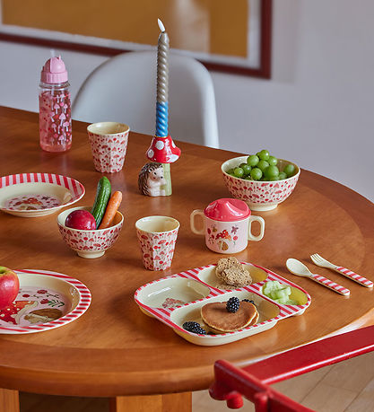 Rice Spisesæt - Melamin - 4 stk. - Pink/Happy Forest