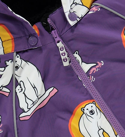 Småfolk Vinterjakke - Purple Heart m. Isbjørne 