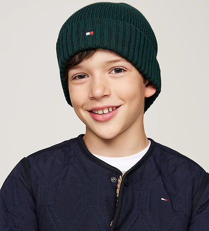 Tommy Hilfiger Hue - Strik - Small Flag Beanie - Ornamental Gree
