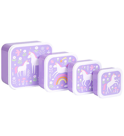 A Little Lovely Company Madkassesæt - 4 stk - Unicorn