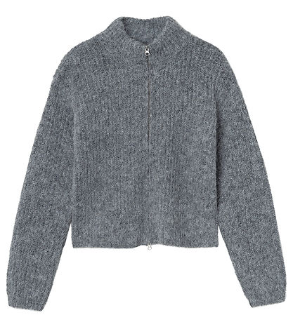 LMTD Cardigan - Strik - NlfNulo - Polyester/Uld - Dark Grey Mela