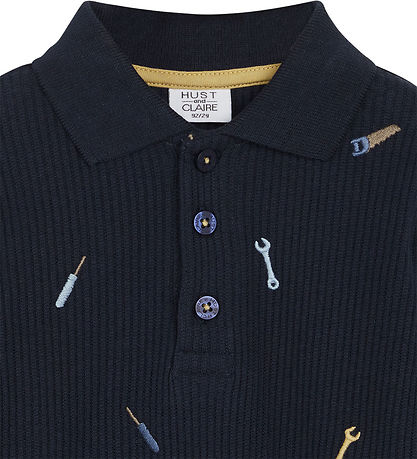 Hust and Claire Polobluse - Rib  Stevie - Navy m. Værktøj
