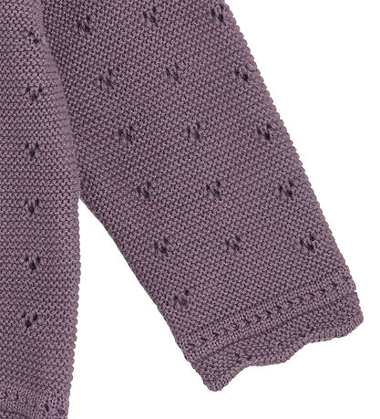 Hust and Claire Cardigan - Strik - Caren - Dark Plum m. Hulmønst