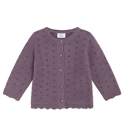 Hust and Claire Cardigan - Strik - Caren - Dark Plum m. Hulmønst