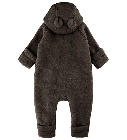 Mikk-Line Køredragt m. Hætte - Uld - Dark Brown Melange