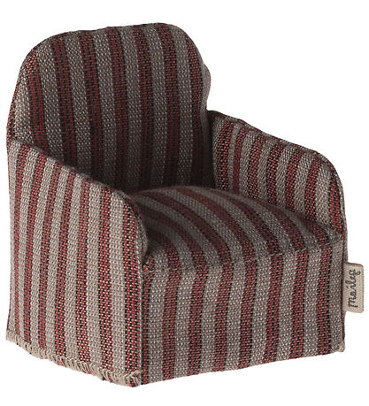 Maileg Miniature Lænestol - Mus - Rød/Stripe