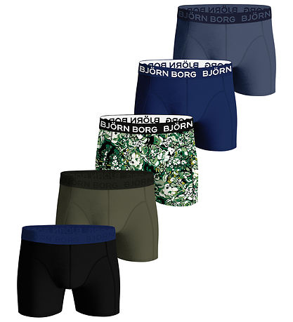 Björn Borg Boxershorts - 5-pak - Sort/Blå/Grøn/Print