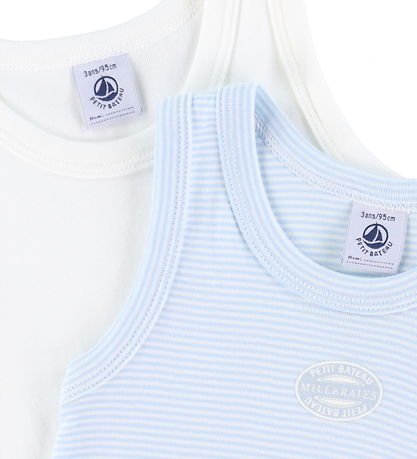 Petit Bateau Undertrøje - 2-pak - Hvid/Blå