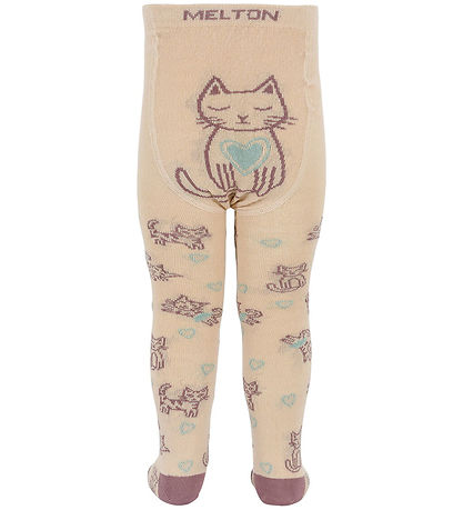 Melton Strømpebukser - Uld - cat Love - Ivory Cream