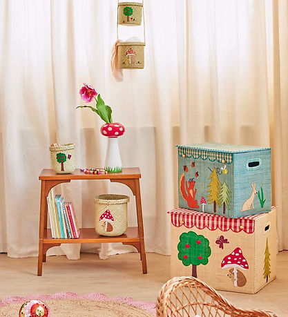 Rice Opbevaringskurv - Raffia - Stor - Happy Forest Theme