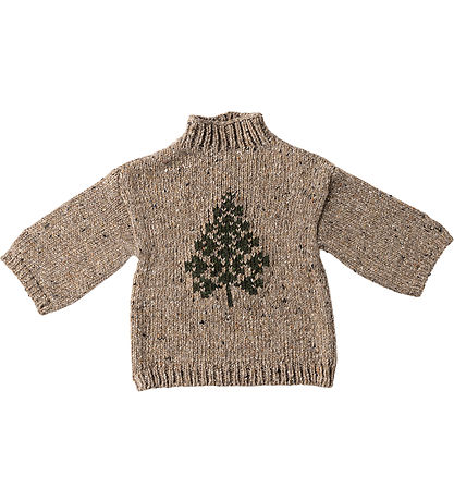 Maileg Julesweater til Nissedreng - str.6 - Beige/Juletræ
