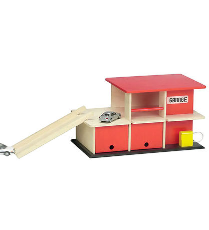 Krea Garage - Træ - 43x24 cm - Rød/Natur