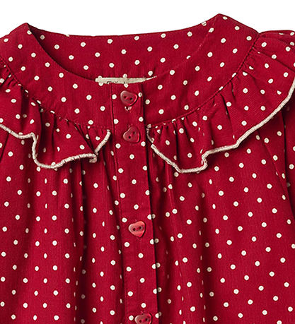 Fliink Kjole - Fløjl - Dolly Dot - Pompeian Red