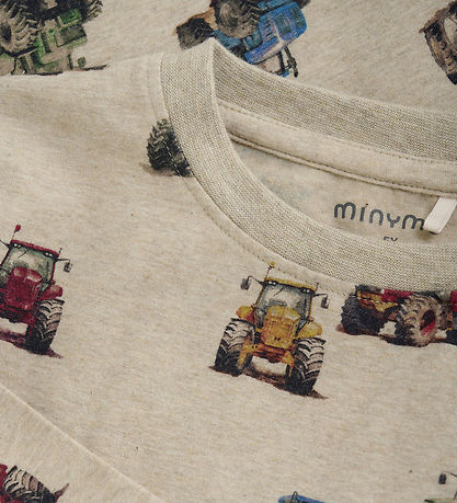 Minymo Bluse - Beige Melange m. Traktorer