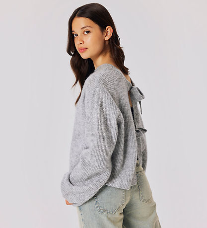 LMTD Bluse - Strik - NlfBowBack- Light Grey Melange