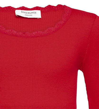 Rosemunde Bluse - Beatha - Rib - Crimson m. Blonder