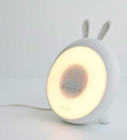 Rabbit & Friends Vækkeur m. Lys - Wake Up - 20x15x6 cm - Hvid