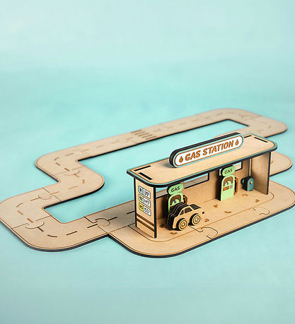 Crateit Kreasæt - Crateit Town - Træ - Tankstation - 28 Dele