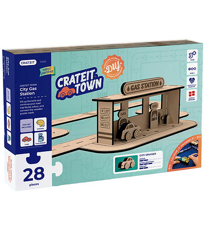 Crateit Kreasæt - Crateit Town - Træ - Tankstation - 28 Dele