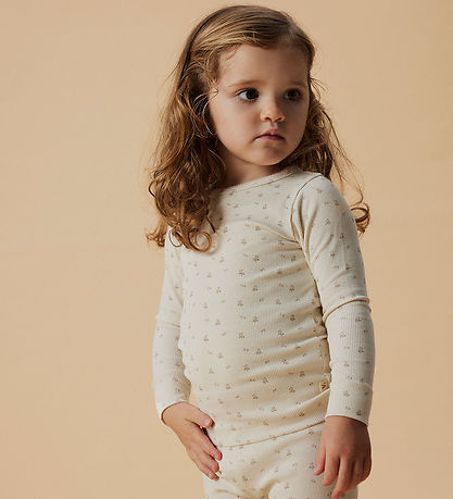 Lil' Atelier Bluse - Rib - NmfGago - Turtledove/FLOWER