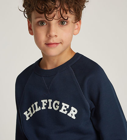 Tommy Hilfiger Sweatshirt - Dark Night Navy m. Hvid