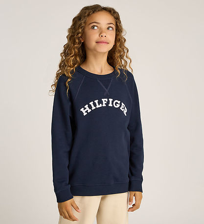 Tommy Hilfiger Sweatshirt - Dark Night Navy m. Hvid