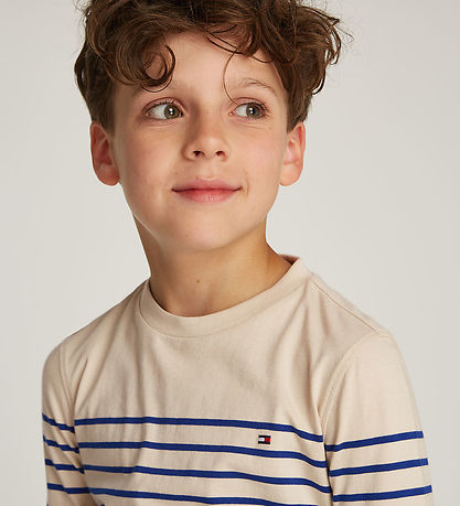 Tommy Hilfiger Bluse - Beige/Blåstribet