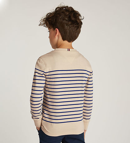 Tommy Hilfiger Bluse - Beige/Blåstribet