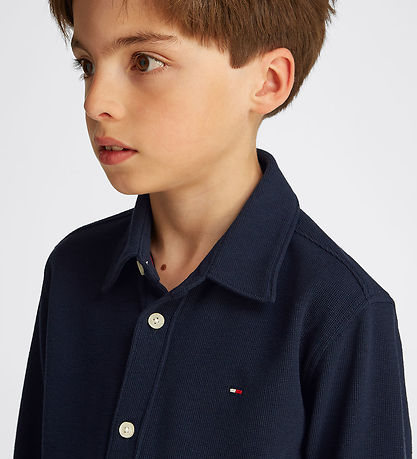 Tommy Hilfiger Skjorte - Micro Waffle - Dark Night Navy