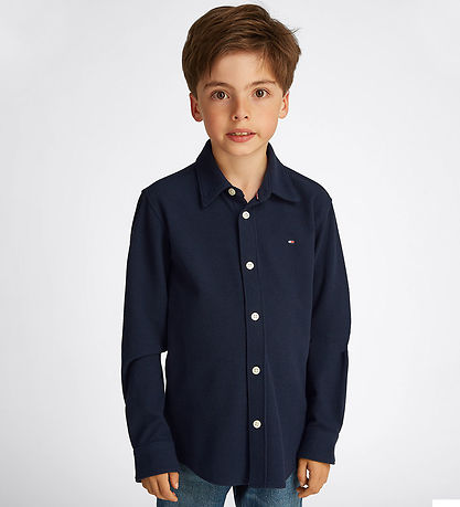 Tommy Hilfiger Skjorte - Micro Waffle - Dark Night Navy