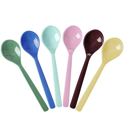 Rice Ske - Melamin - Tea - 6-pak - Gul/Pink/Grøn/Blå/Lilla