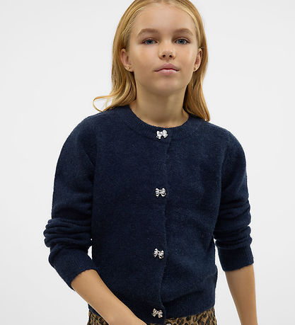 Vero Moda Girl Cardigan - Strik - VmFiona - Navy Blazer/W. MELAN