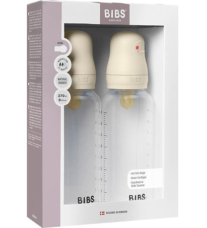 Bibs Sutteflaske - 2-pak - 270 ml - PP/Naturgummi - Ivory
